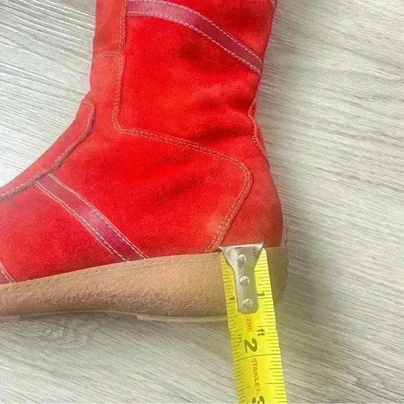 AQUATALIA ORANGE SUEDE WINTER BOOTS MADE IN ITALY SQUARE TOE WEDGE SIZE 8 - Picture 14 of 15